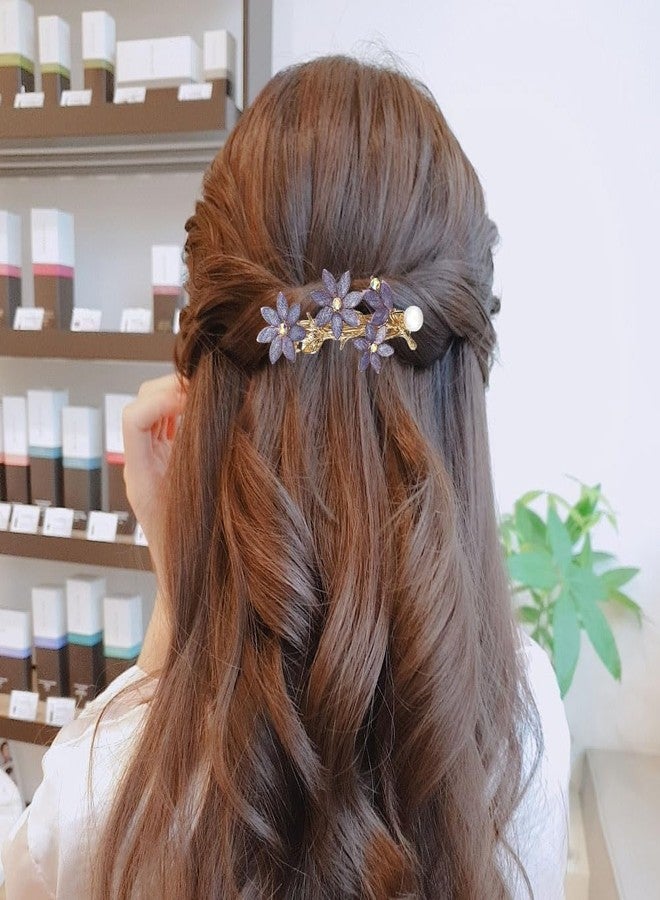 Arvintas 2 PACK Rhinestone Hair Clips Barrettes for Women, Purple Vintage Rhinestone Hair Clips Sparkly Crystal Clips Flower Small Hair Barrettes Fancy Wedding Hair Accessories for Women Girls Bridal - Image 4
